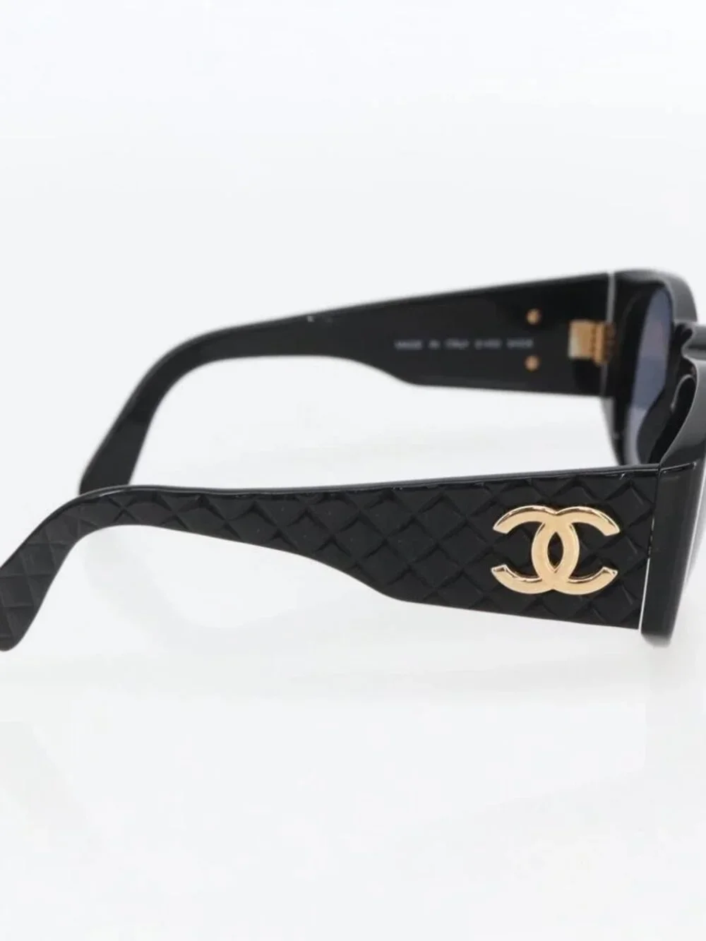 CHANEL Sunglasses plastic Black CC Auth 156144